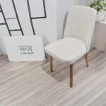 Artekko Milano Ξύλινη Καρέκλα με Λευκό Μπουκλέ Ύφασμα (48x50x91)cm