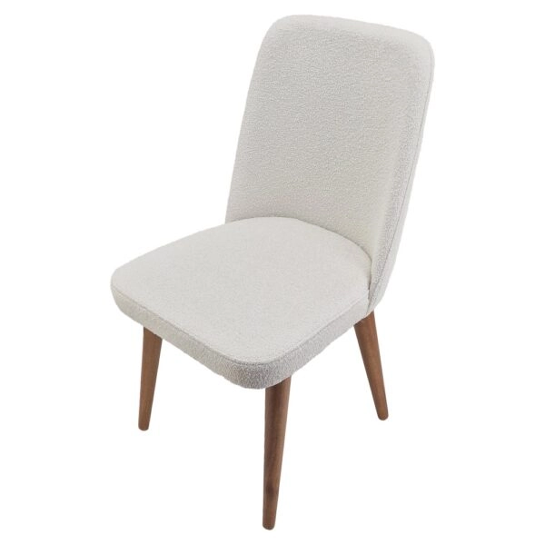 Artekko Milano Ξύλινη Καρέκλα με Λευκό Μπουκλέ Ύφασμα (48x50x91)cm