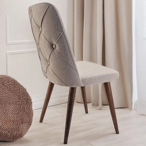 Artekko Milano Ξύλινη Καρέκλα με Μπεζ Ύφασμα (48x50x91)cm