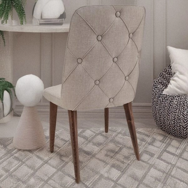 Artekko Milano Ξύλινη Καρέκλα με Μπεζ Ύφασμα (48x50x91)cm