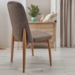 Artekko Oscar Ξύλινη Καρέκλα με Καφέ Μπουκλέ Ύφασμα (48x50x91)cm