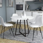 Τραπέζι Rubes Megapap χρώμα λευκό - ανθρακί 100x100x78εκ.