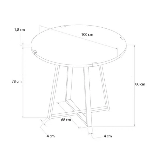 Τραπέζι Rubes Megapap χρώμα λευκό - ανθρακί 100x100x78εκ.