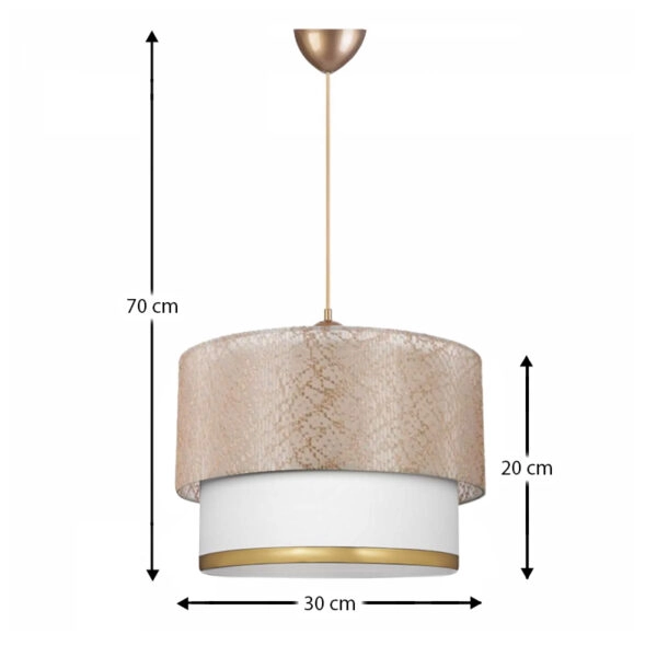 Φωτιστικό οροφής Barnhart Megapap υφασμάτινο μονόφωτο χρώμα χρυσό/κρεμ 30x20x70εκ.