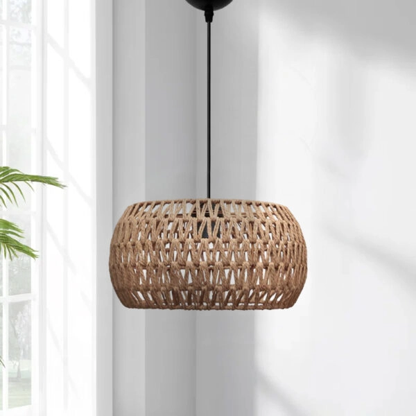 Φωτιστικό οροφής Miranda Megapap E27 από σχοινί μονόφωτο χρώμα φυσικό Ø30x70εκ.