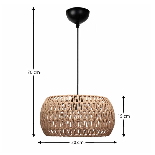 Φωτιστικό οροφής Miranda Megapap E27 από σχοινί μονόφωτο χρώμα φυσικό Ø30x70εκ.