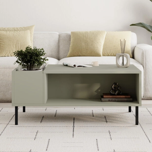 Τραπεζάκι σαλονιού Vena Megapap χρώμα ash green 100x60x42εκ.