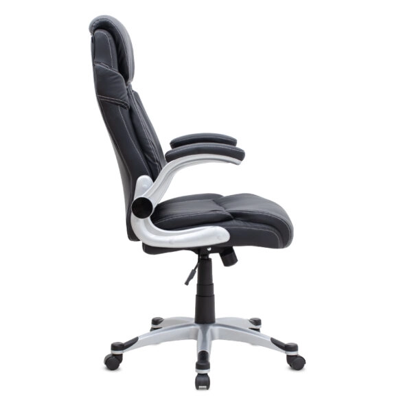 Καρέκλα γραφείου διευθυντική Gustavo Megapap από τεχνόδερμα χρώμα μαύρο 69x65x116/126εκ.