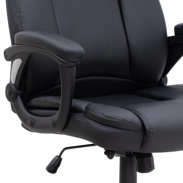 Καρέκλα γραφείου διευθυντική Morgan Megapap από τεχνόδερμα χρώμα μαύρο 67x65x112/122εκ.