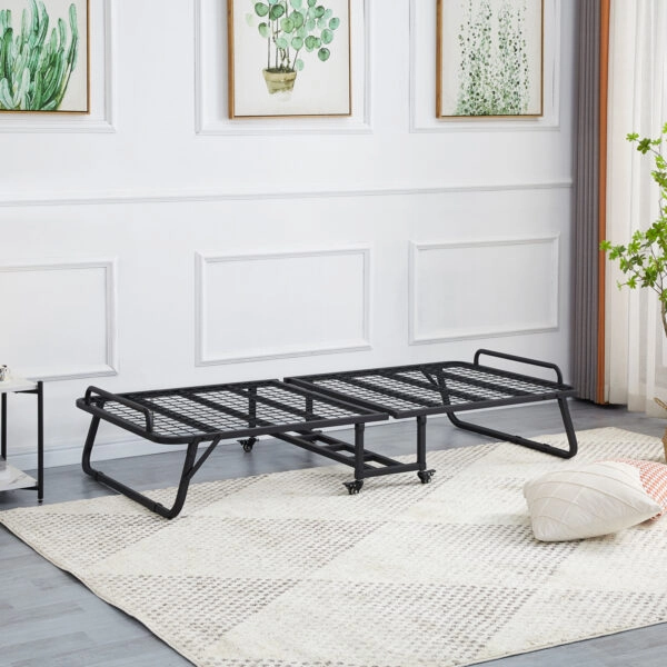 ΚΡΕΒΑΤΙ-ΡΑΝΤΖΟ ΜΕ ΣΤΡΩΜΑ NETTI HM691.01 ΜΕΤΑΛΛΙΚΟ ΜΑΥΡΟ ΜΑΤ 190x76x30Υεκ.