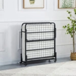 ΚΡΕΒΑΤΙ-ΡΑΝΤΖΟ ΜΕ ΣΤΡΩΜΑ NETTI HM691.01 ΜΕΤΑΛΛΙΚΟ ΜΑΥΡΟ ΜΑΤ 190x76x30Υεκ.