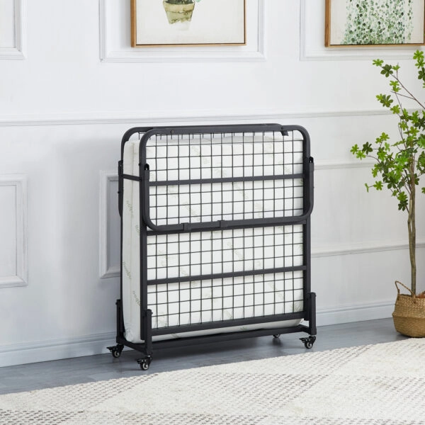 ΚΡΕΒΑΤΙ-ΡΑΝΤΖΟ ΜΕ ΣΤΡΩΜΑ NETTI HM691.01 ΜΕΤΑΛΛΙΚΟ ΜΑΥΡΟ ΜΑΤ 190x76x30Υεκ.