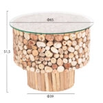 ΤΡΑΠΕΖΙ ΣΑΛΟΝΙΟΥ ΣΤΡΟΓΓΥΛΟ SPARROW HM9963 DRIFTWOOD--ΓΥΑΛΙ Φ65x51,5Υεκ.