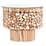 ΤΡΑΠΕΖΙ ΣΑΛΟΝΙΟΥ ΣΤΡΟΓΓΥΛΟ SPARROW HM9963 DRIFTWOOD--ΓΥΑΛΙ Φ65x51,5Υεκ.