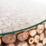 ΤΡΑΠΕΖΙ ΣΑΛΟΝΙΟΥ ΣΤΡΟΓΓΥΛΟ SPARROW HM9963 DRIFTWOOD--ΓΥΑΛΙ Φ65x51,5Υεκ.