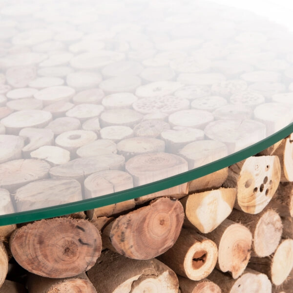 ΤΡΑΠΕΖΙ ΣΑΛΟΝΙΟΥ ΣΤΡΟΓΓΥΛΟ SPARROW HM9963 DRIFTWOOD--ΓΥΑΛΙ Φ65x51,5Υεκ.