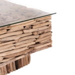 ΤΡΑΠΕΖΙ ΣΑΛΟΝΙΟΥ ΤΕΤΡΑΓΩΝΟ SPARROW HM9960 DRIFTWOOD--ΓΥΑΛΙ 95x95x51,5Υεκ.