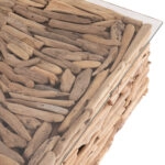 ΤΡΑΠΕΖΙ ΣΑΛΟΝΙΟΥ ΤΕΤΡΑΓΩΝΟ SPARROW HM9960 DRIFTWOOD--ΓΥΑΛΙ 95x95x51,5Υεκ.