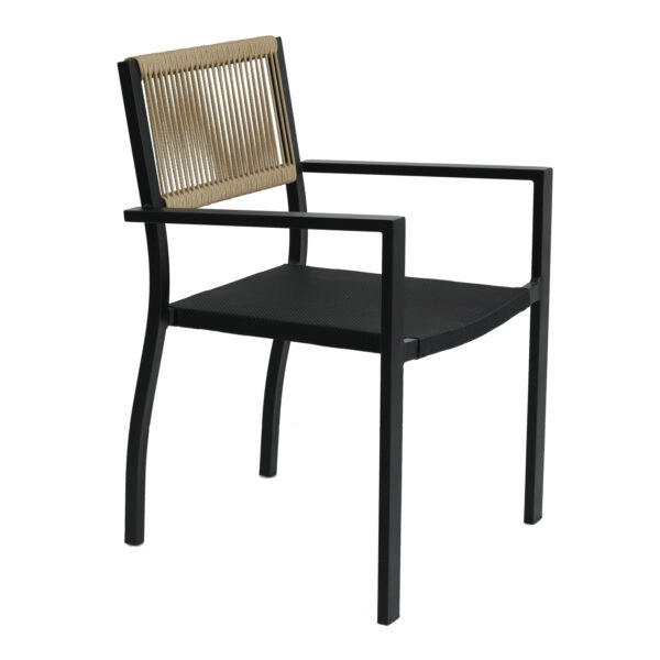 Πολυθρόνα Κήπου  HORUS Μαύρο/Καφέ Αλουμίνιο/Rattan 56x58x83cm