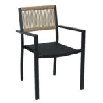 Πολυθρόνα Κήπου  HORUS Μαύρο/Καφέ Αλουμίνιο/Rattan 56x58x83cm