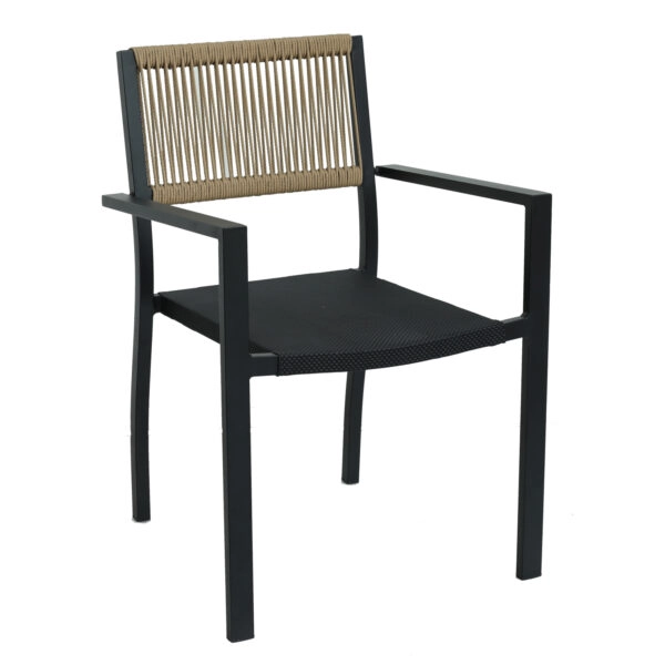 Πολυθρόνα Κήπου  HORUS Μαύρο/Καφέ Αλουμίνιο/Rattan 56x58x83cm