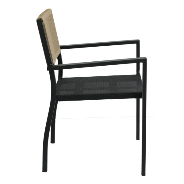 Πολυθρόνα Κήπου  HORUS Μαύρο/Καφέ Αλουμίνιο/Rattan 56x58x83cm
