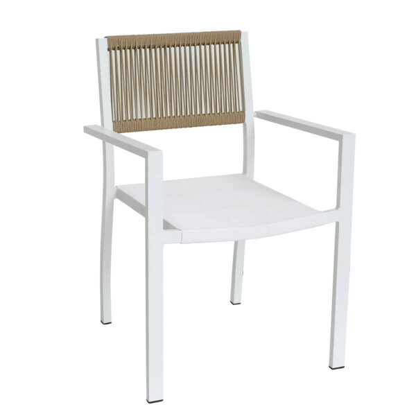 Πολυθρόνα Κήπου  HORUS Λευκό/Καφέ Αλουμίνιο/Rattan 56x58x83cm