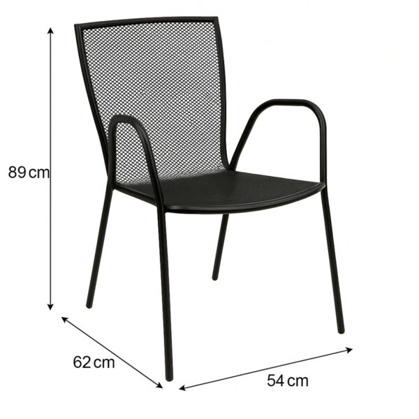 Πολυθρόνα Κήπου  ANUKE Μαύρο Μέταλλο 54x62x89cm