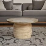 Ξύλινο Βοηθητικό Τραπεζάκι με Δέρμα