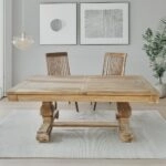 Artekko Deus Μασίφ Ξύλινη Επεκτεινόμενη Τραπεζαρία σε Φυσική Απόχρωση (200/280x100x78)cm