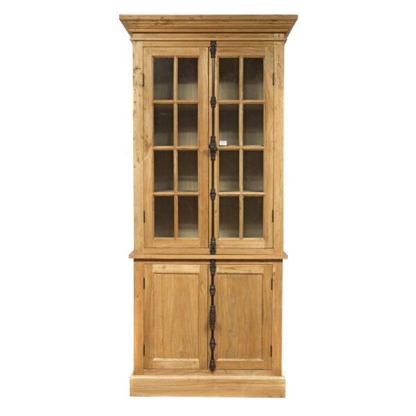 Artekko Βιτρίνα με ντουλάπι από ξύλο μασίφ (100x45x220)cm