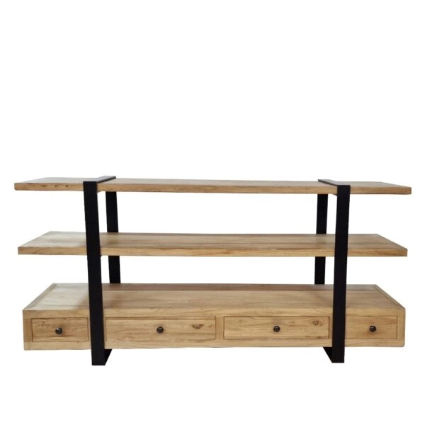 Artekko Deus Μασίφ Ξύλινη Ραφιέρα σε Ανοιχτή Φυσική Απόχρωση (180x45x90)cm