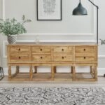 Artekko Deus Μασίφ Ξύλινη Κονσόλα σε Ανοιχτή Φυσική Απόχρωση (206x45x91)cm