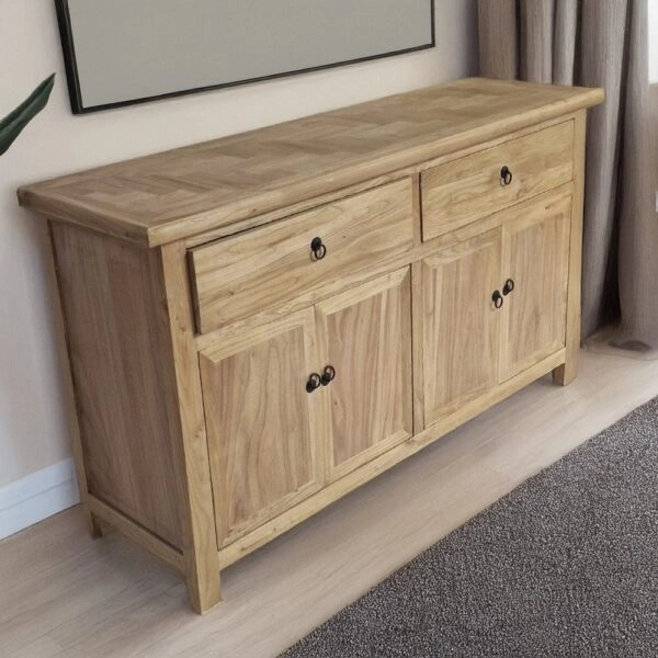 Artekko Deus Μασίφ Ξύλινος Μπουφές σε Ανοιχτή Φυσική Απόχρωση (160x45x90)cm