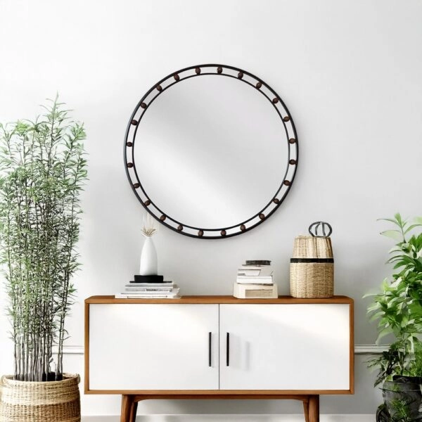 Artekko Dia Μαύρος Μεταλλικός Στρογγυλός Καθρέπτης Τοίχου (80x3x80)cm