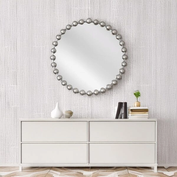 Artekko Dia Ασημί Μεταλλικός Στρογγυλός Καθρέπτης Τοίχου (68x4.5x68)cm