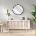 Artekko Dia Ασημί Ξύλινος Στρογγυλός Καθρέπτης Τοίχου (88x4x80)cm