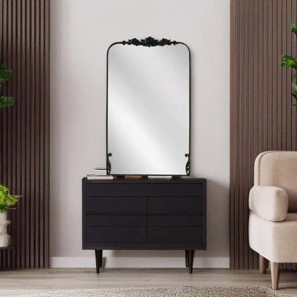 Artekko Dia Μαύρος Μεταλλικός Καθρέπτης Τοίχου (58x3.5x92.5)cm