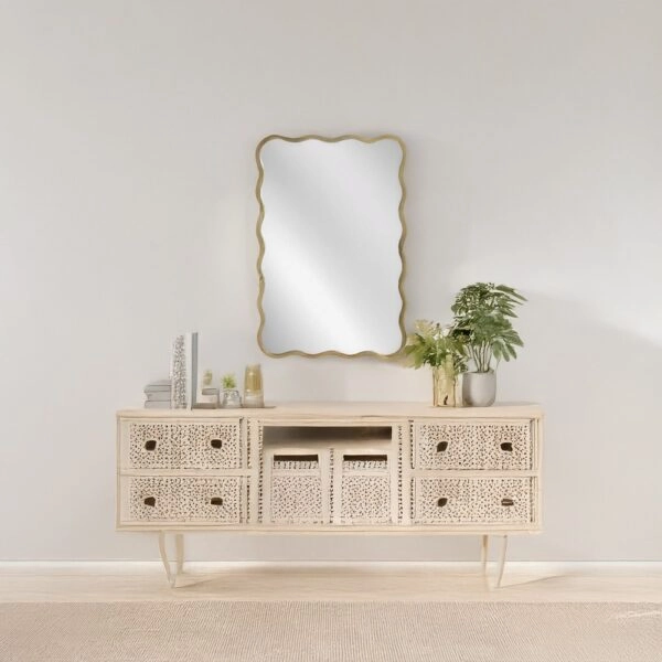 Artekko Dia Χρυσός Μεταλλικός Καθρέπτης Τοίχου (61x2.5x91)cm