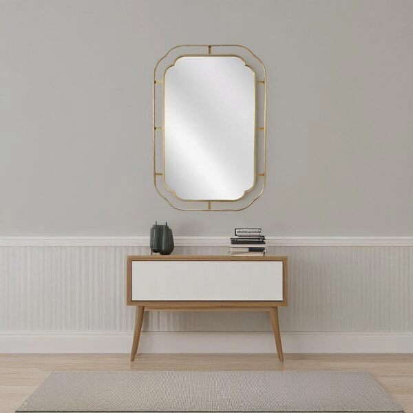 Artekko Dia Χρυσός Μεταλλικός Καθρέπτης Τοίχου (60x2x90)cm