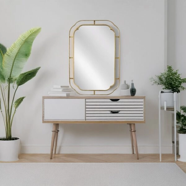 Artekko Dia Χρυσός Μεταλλικός Καθρέπτης Τοίχου (60x2x90)cm