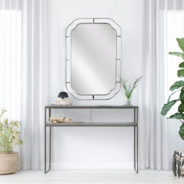 Artekko Dia Ασημί Μεταλλικός Καθρέπτης Τοίχου (60x2x90)cm