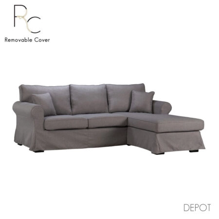 ASHLEY ΚΑΝΑΠΕΣ ΓΩΝΙΑ ΔΕΞΙΑ ΜΕ ΑΠΟΣΥΡΟΜΕΝΟ ΓΚΡΙ 236x171x91