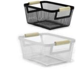 Καλάθι  Μαύρο/Λευκό Μέταλλο/Ξύλο 26x11x17.5cm Σε 2 Χρώματα