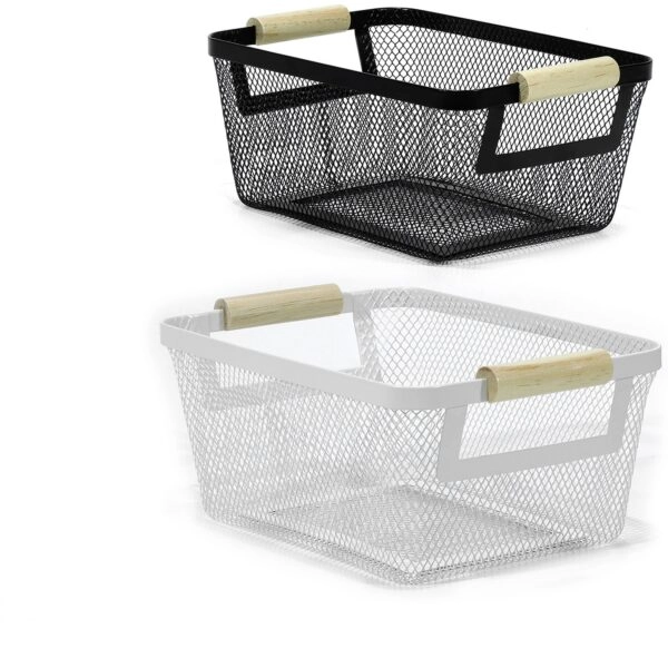 Καλάθι  Μαύρο/Λευκό Μέταλλο/Ξύλο 26x11x17.5cm Σε 2 Χρώματα