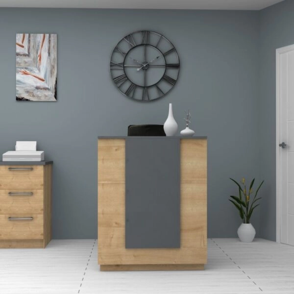 Γραφείο reception Gemini Megapap χρώμα φυσικό οξιάς - ανθρακί 90x50x110εκ.