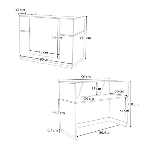 Γραφείο reception Gemini Megapap χρώμα φυσικό οξιάς - ανθρακί 90x50x110εκ.