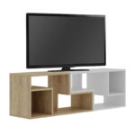 Έπιπλο τηλεόρασης Glis Megapap πολυμορφικό χρώμα sapphire oak - λευκό 145x35x44,8εκ.