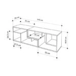 Έπιπλο τηλεόρασης Glis Megapap πολυμορφικό χρώμα sapphire oak - λευκό 145x35x44,8εκ.