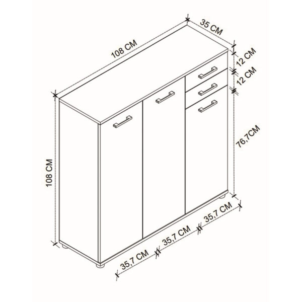Παπουτσοθήκη - ντουλάπι Polly Megapap χρώμα pine oak 108x35x108εκ.